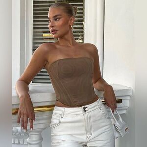 NWT White Fox Sharp Edges Bustier Dark Nude